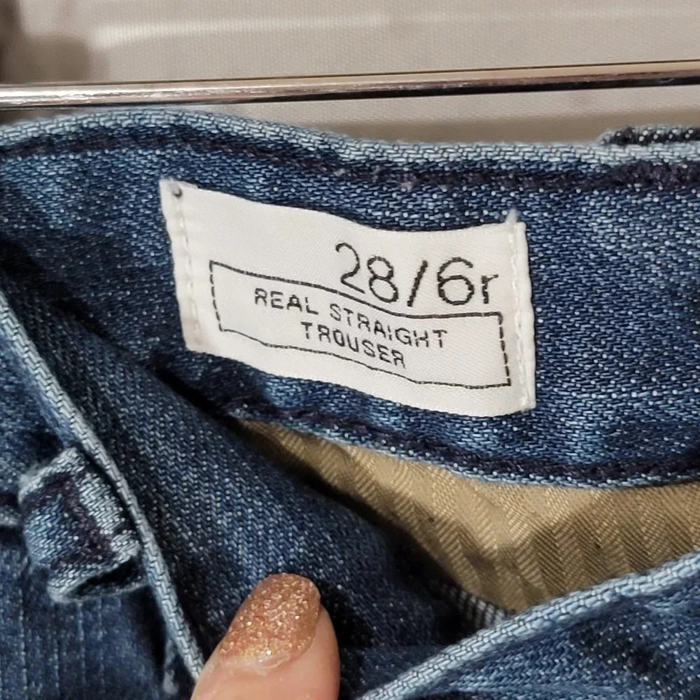 GAP Real Straight Trouser Jeans Classic Denim Sz 28 /6R Casual Flat front pocket - Picture 3 of 7